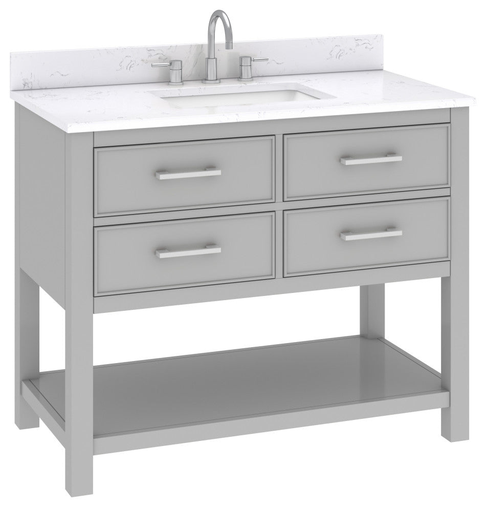Avanity Brooks 42" Vanity, Chilled Gray and Cala White Engineered Top