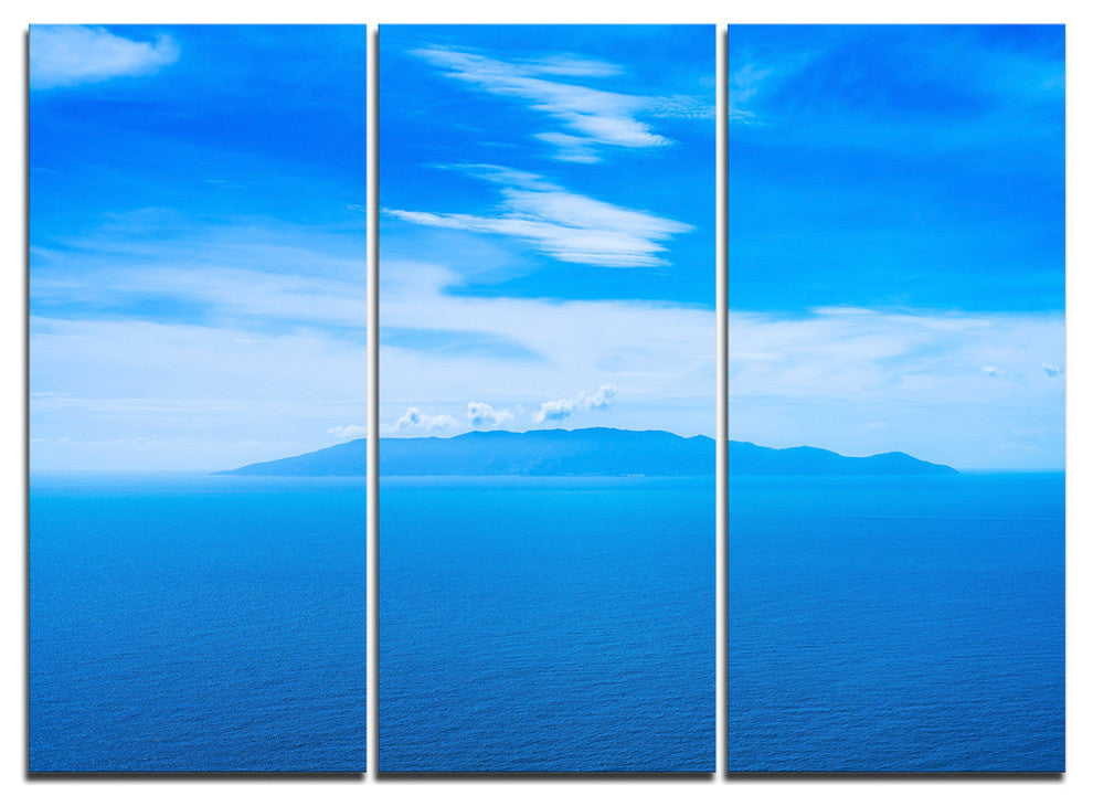 "Giglio Island Aerial View from Argentario" Metal Wall Art, 3 Panels, 36"x28"