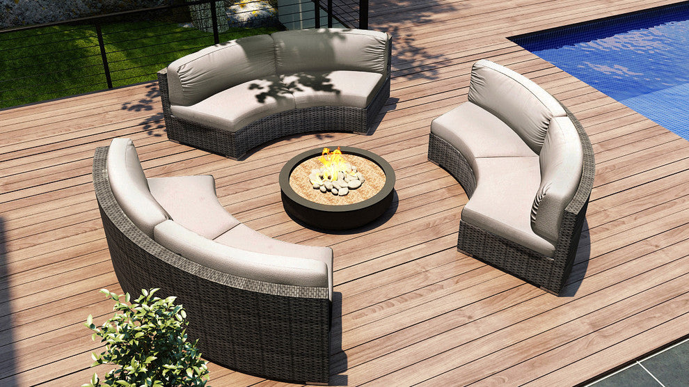 District 3 Piece Curve Sectional Set, Cast Silver