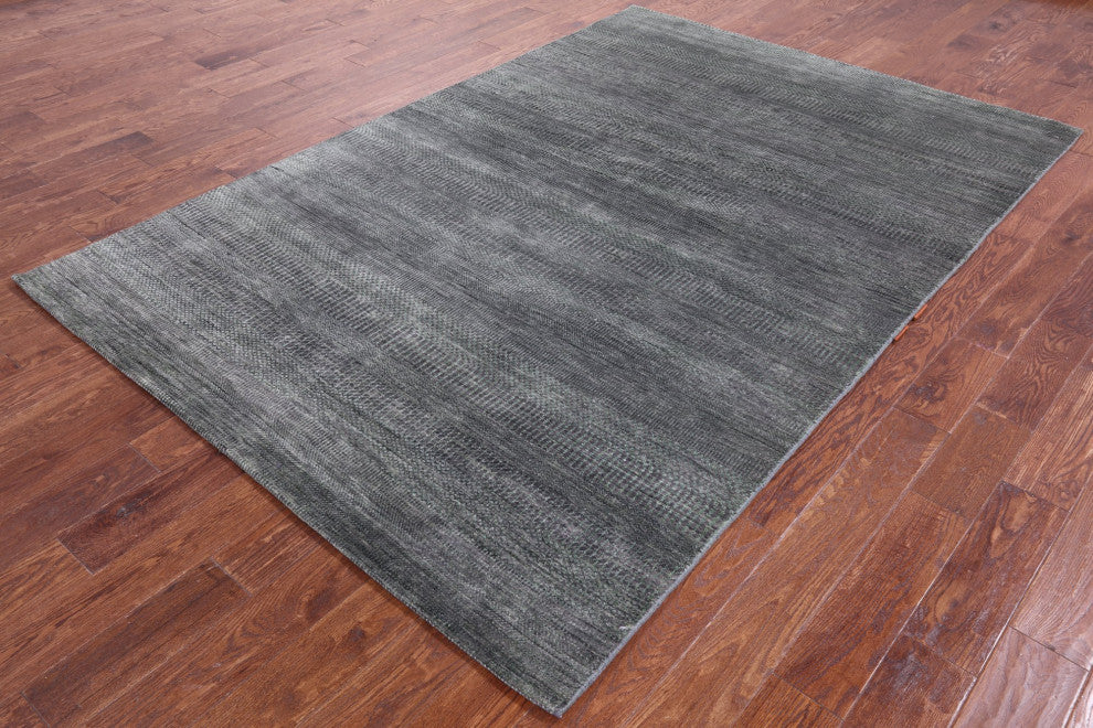 5' 11" X 8' 11" Savannah Grass Handmade Wool and Silk Rug Q11936