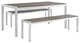 Shore 3 Piece Outdoor Patio Aluminum Dining Set, Silver Gray