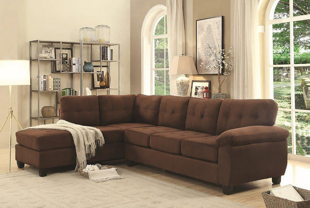 Gallant 111" W 2 Piece Microfiber L Shape Sectional Sofa, Chocolate