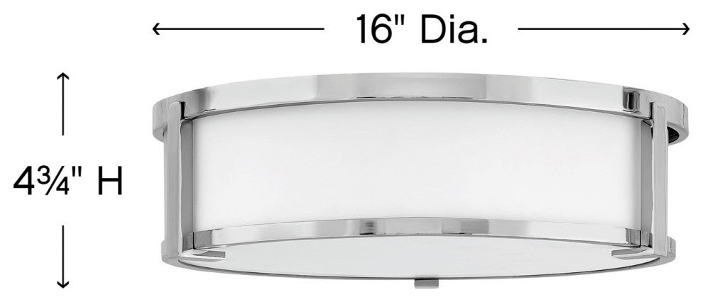 Hinkley Lowell 16" Md Flush Mount Ceiling Light, Chrome + Etched Opal Glass