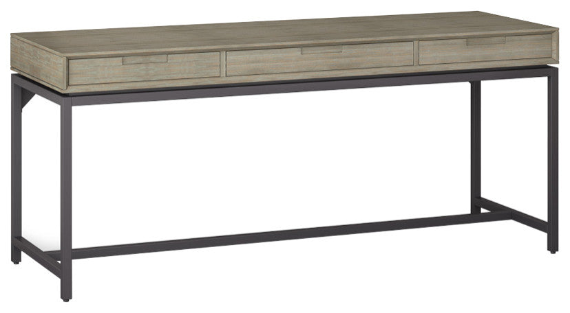 Banting Solid Hardwood Mid Century Wide Desk, Distressed Gray