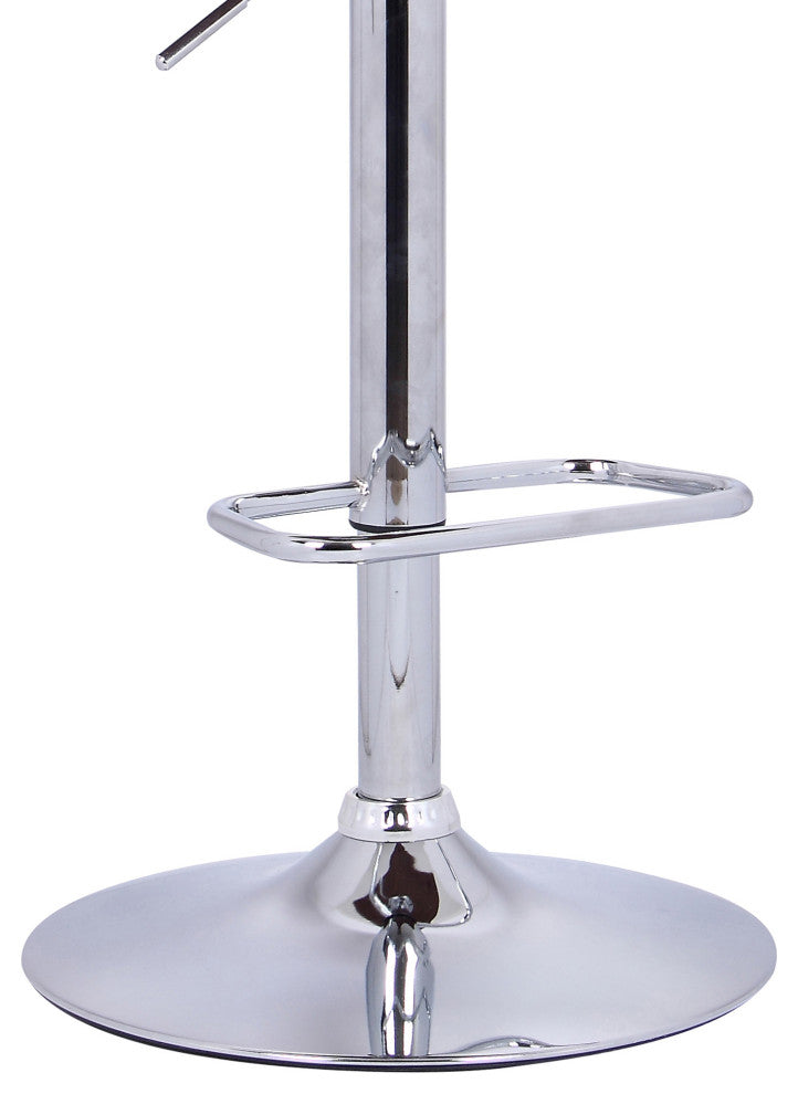 Cream Faux Leather Walnut and Chrome Adjustable Swivel Bar Stool