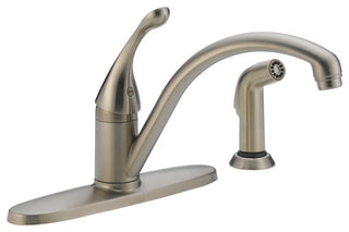 Delta Collins Single Handle Kitchen Faucet With Spray, Stainless, 440-SS-DST