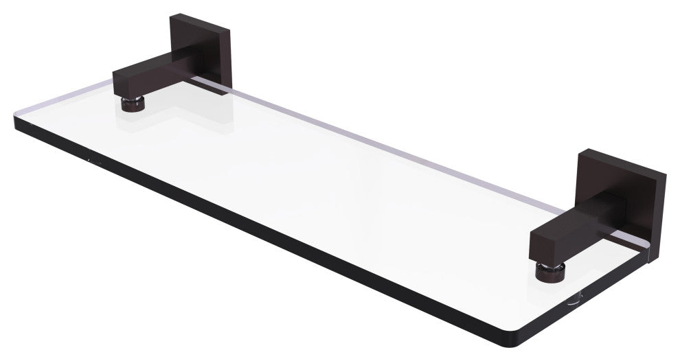 Montero 16" Glass Vanity Shelf, Beveled Edges, Antique Bronze