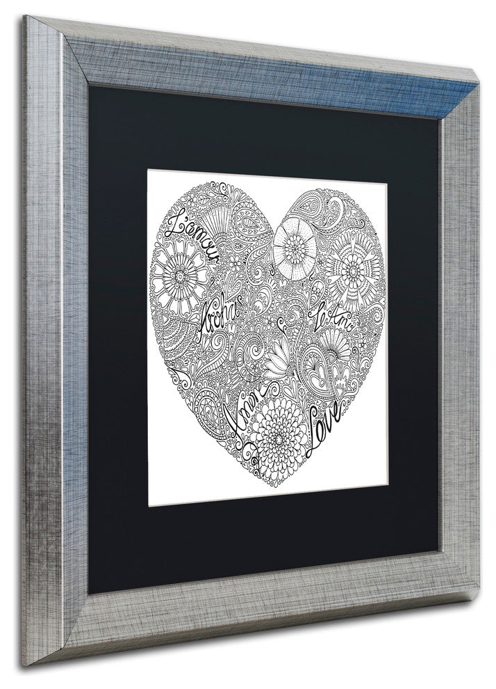 Hello Angel 'Love Heart' Art, Silver Frame, Black Mat, 16x16