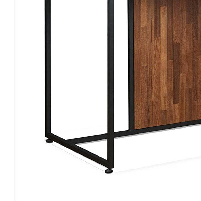 Modern Desk, Minimalist Design With Metal Frame & Multi Tone Brown Finished Top