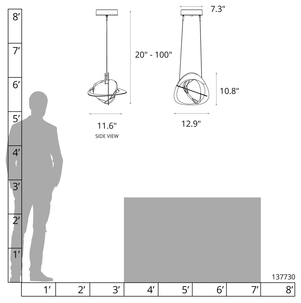 Venn Pendant, Dark Smoke