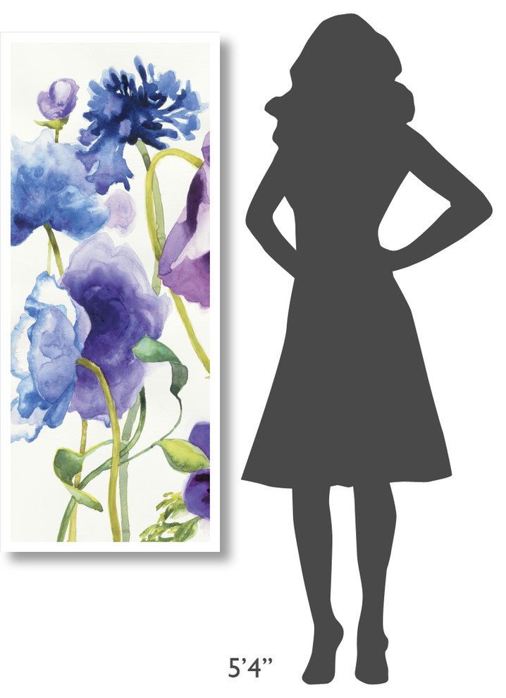 "Blue and Purple Mixed Garden I Panel I" Print by Shirley Novak, 22"x52"
