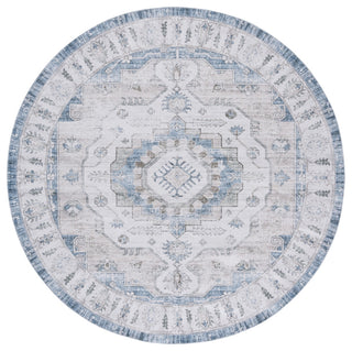 Safavieh Arizona Machine-Washable Collection ARZ216 Rug, Grey/Blue, 6' Round