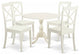 5 Pc Wood Dining Set, 1 Drop Leaves Table, 4 Linen White Kitchen Chairs