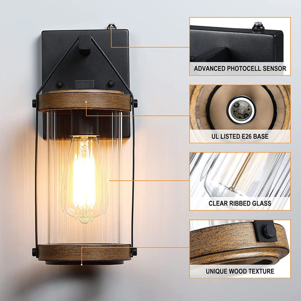2 Pack Dusk to Dawn Outdoor Wall Light Fixture Exterior Lantern Wall Sconce
