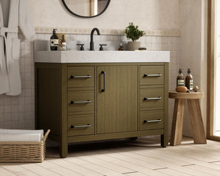 Home Living 42" Single Bathroom Vanity, Chestnut Brown With Backsplash