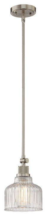 1 Light Pendant in Satin Nickel with Clear Glass