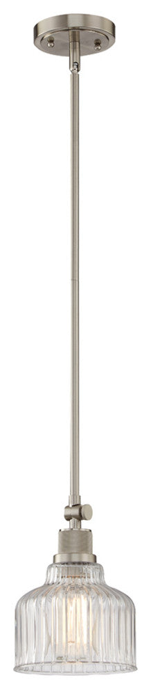 1 Light Pendant in Satin Nickel with Clear Glass