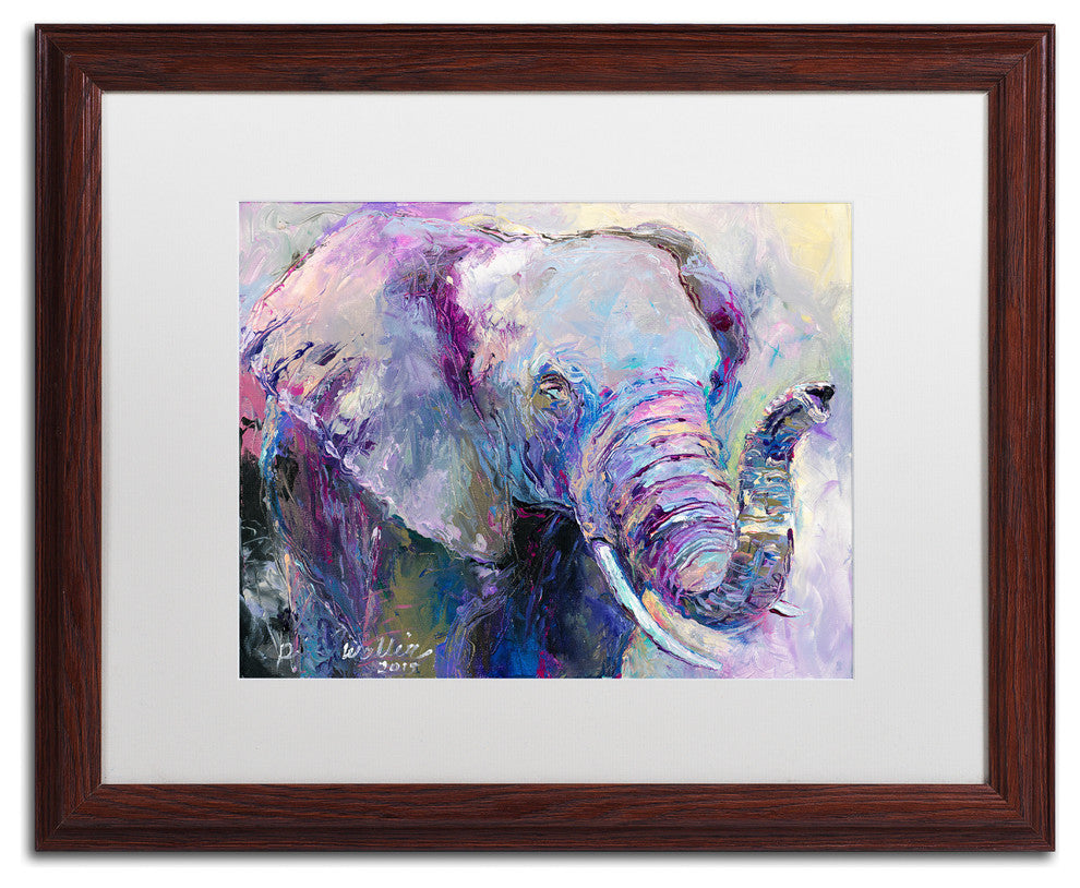 "Blue Elephant" by Richard Wallich, Matted Framed Art