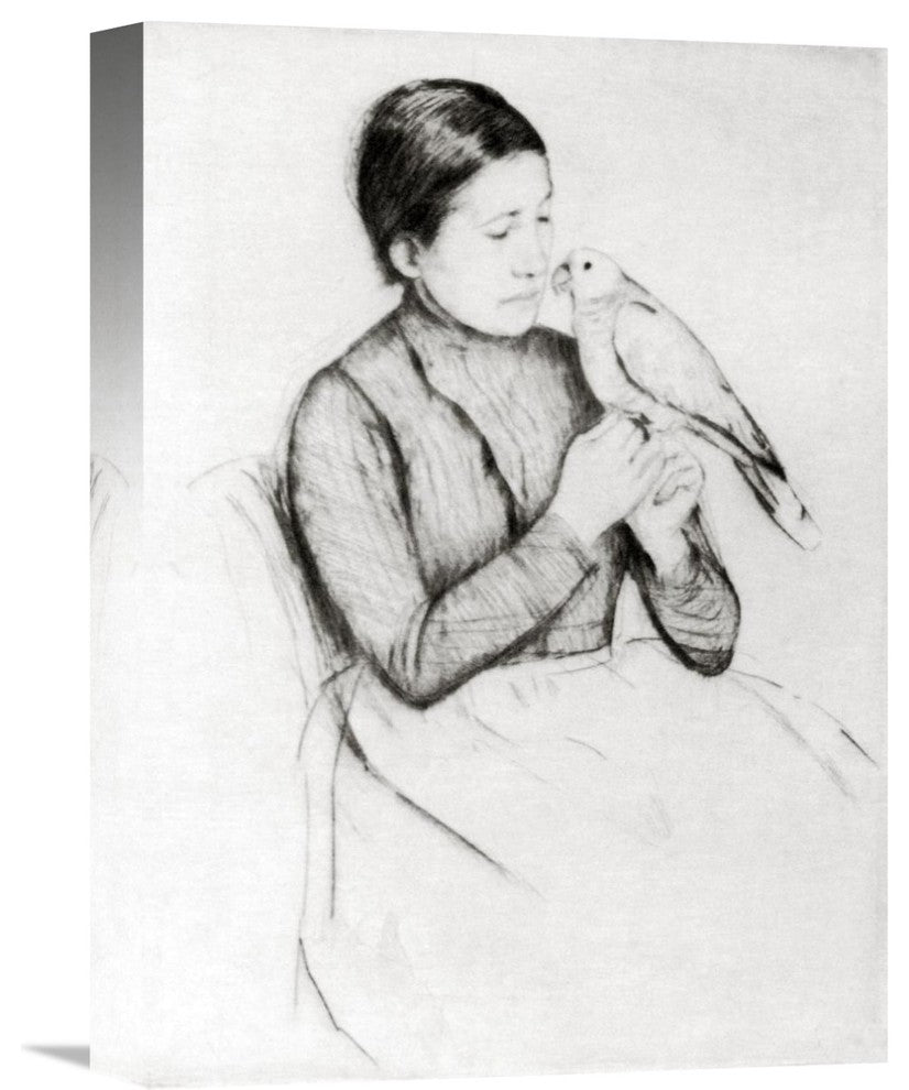 "The Parrot 1889" Stretched Canvas Giclee by Mary Cassatt, 12"x16"