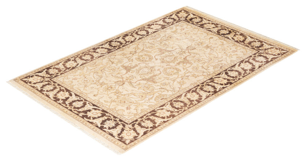 Eclectic, One-of-a-Kind Hand-Knotted Area Rug Ivory, 4' 2 x 6' 2