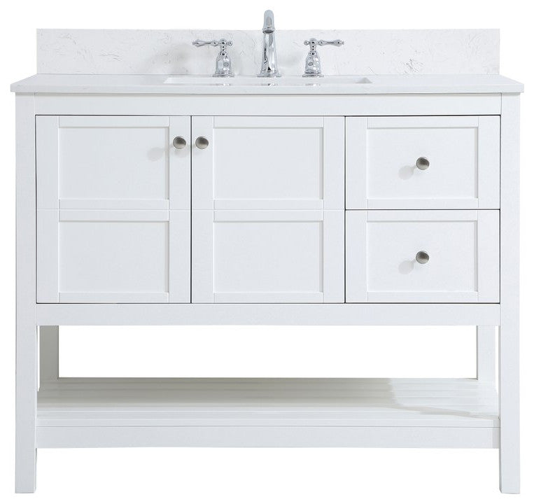 Tobias 42" Single Bathroom Vanity, White With Backsplash