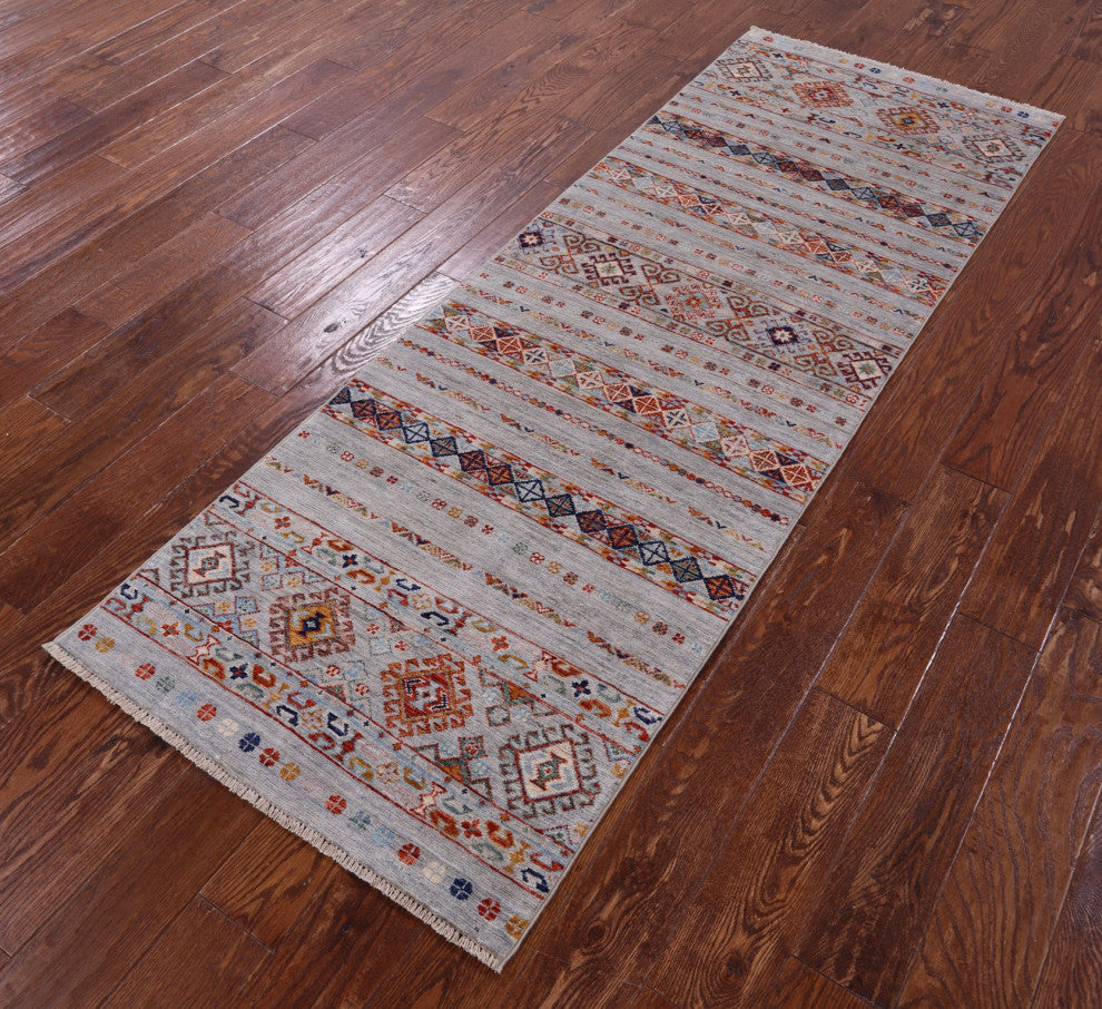 2' 7" X 7' 9" Runner Super Kazak Khorjin Hand-Knotted Rug Q11107
