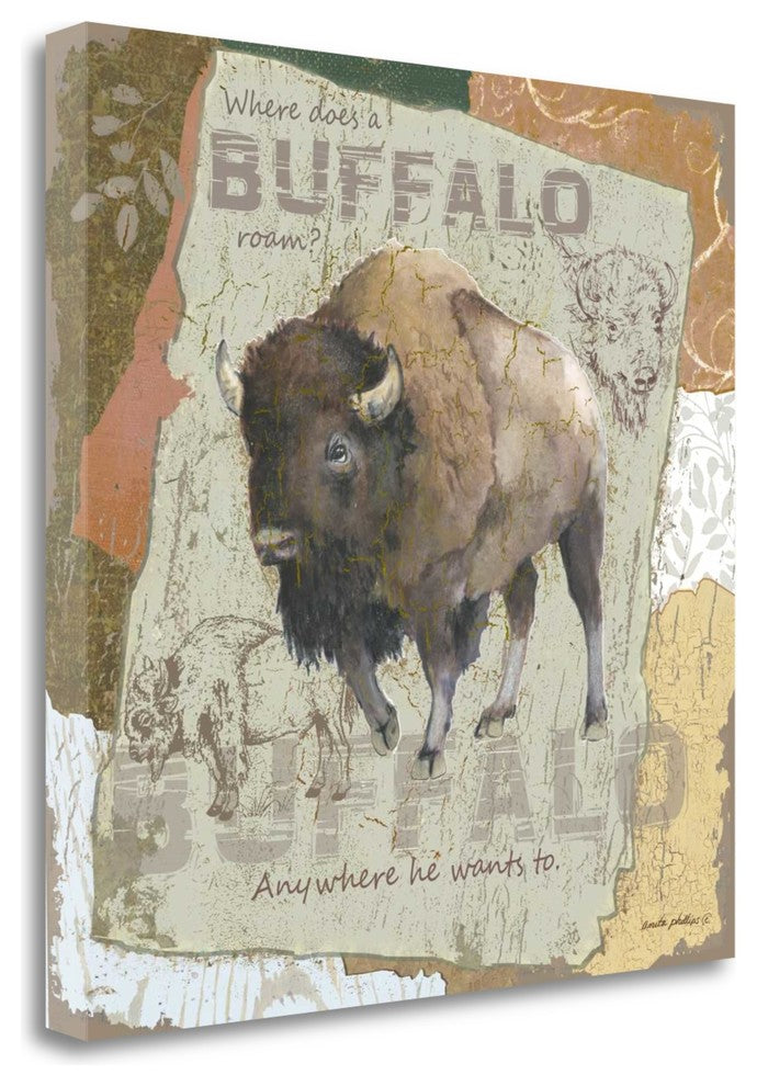 "Buffalo Roam" By Anita Phillips, Giclee Print on Gallery Wrap Canvas