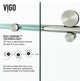 VIGO Elan E-Class 48" to 52" W x 76" H Frameless Sliding Shower Door, Stainless Steel, Clear Glass
