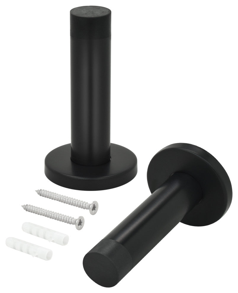 Nuk3y Contemporary Round Wall Stop, Matte Black, 2 Pack