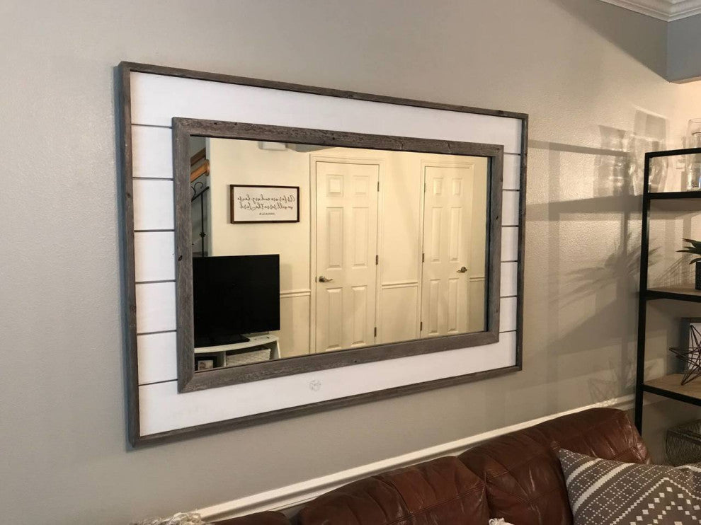 Shiplap Mirror With Reclaimed Wood, 22"x26"