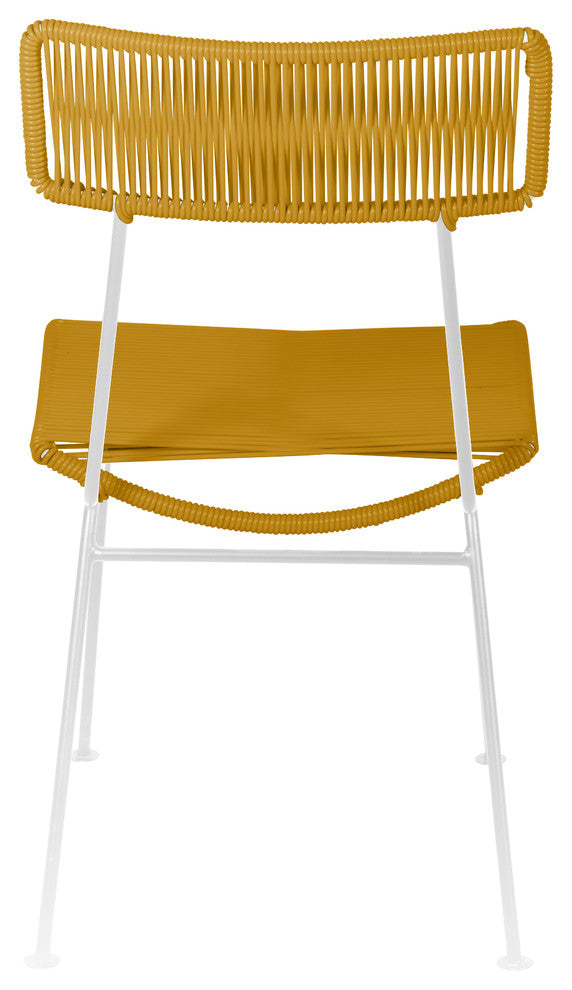 Hapi Indoor/Outdoor Handmade Dining Chair, Gold on White