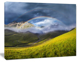 Rainbow in Mountain Valley, Landscape Canvas Art Print, 20"x12"
