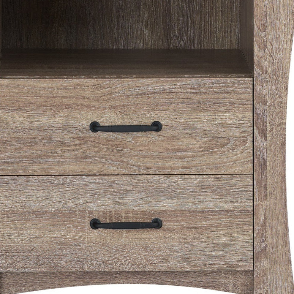 Updated Rustic Natural Wood Finish Nightstand