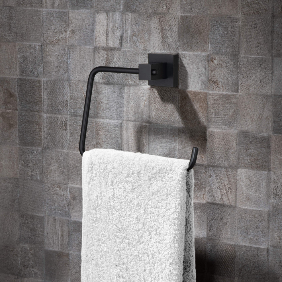 Cube 4-Piece Bathroom Hardware Set, Matte Black