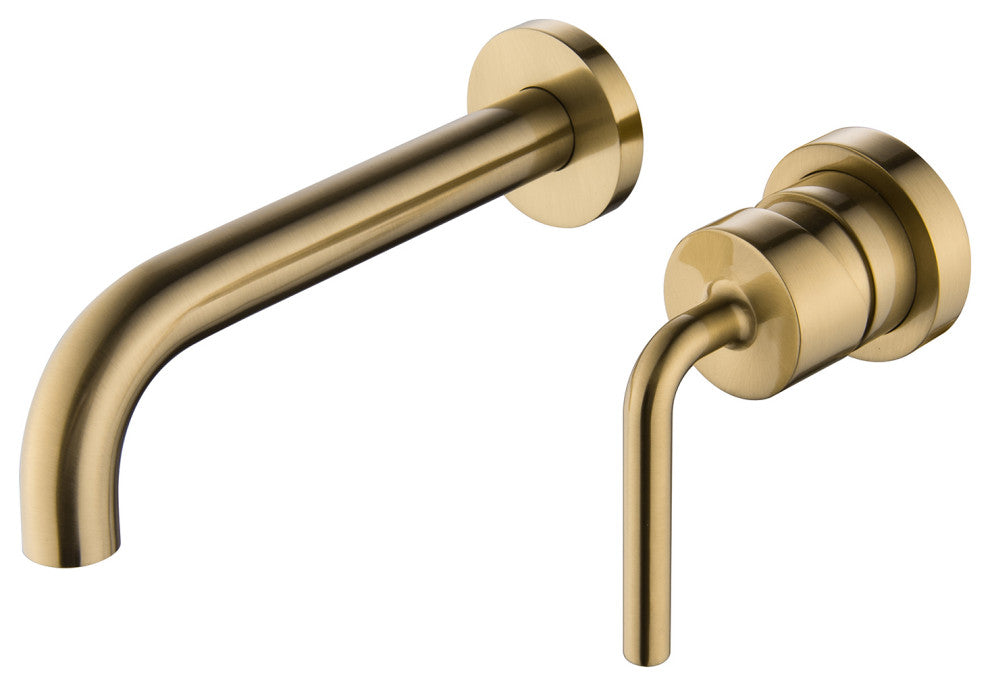Single Handle Wall Mount Bathroom Faucet, Brushed Gold