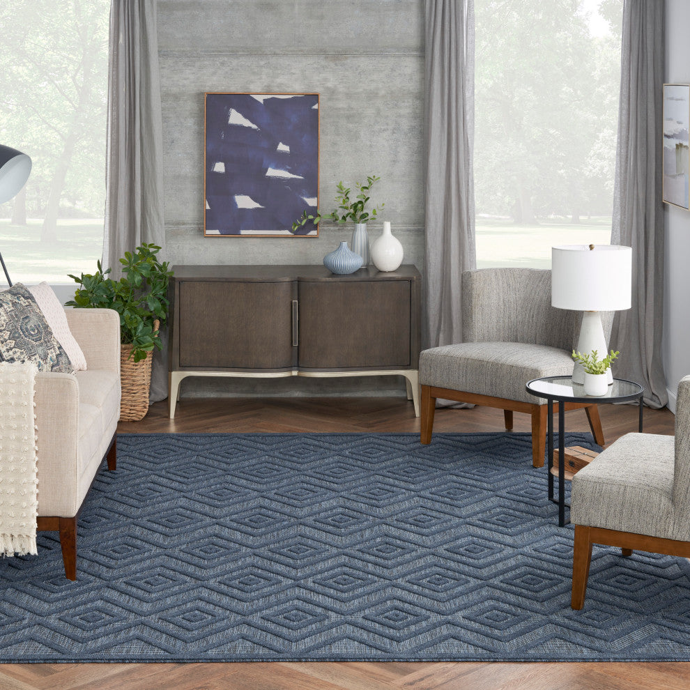 Nourison Versatile 7' x 10' Navy Blue Modern Area Rug
