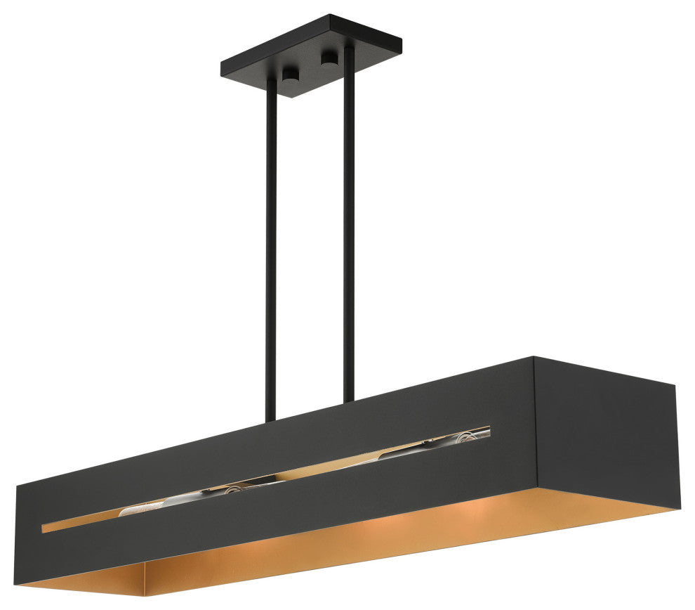 Textured Black With Brushed Nickel Accents Urban, Industrial, Linear Chandelier