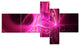 Bright Pink Designs on Black, Abstract Wall Art Canvas, 60"x32", 5 panels