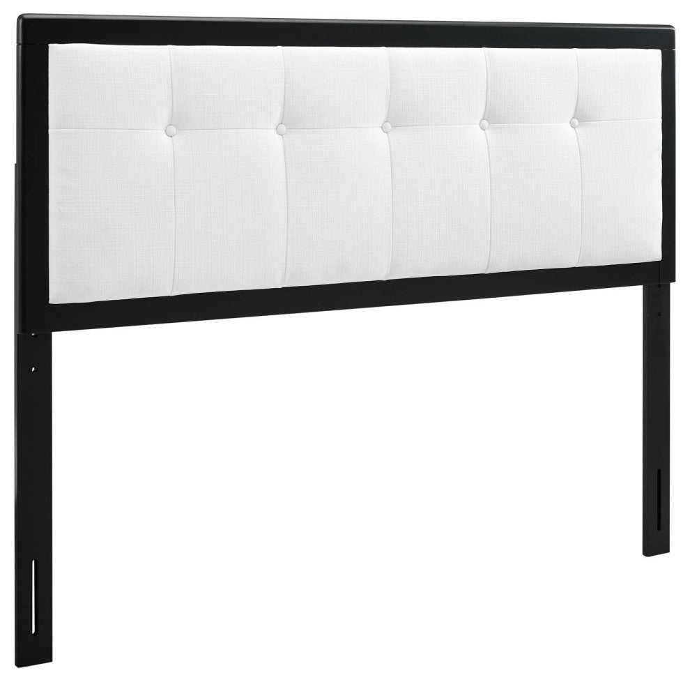Draper Tufted King Fabric and Wood Headboard Black White