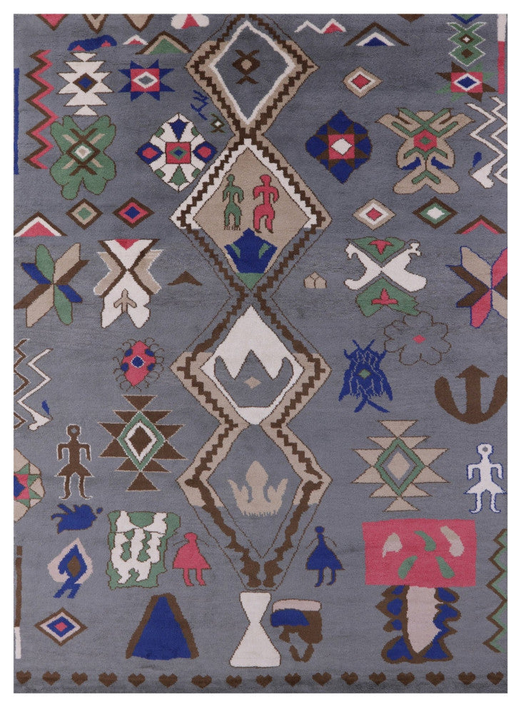 Hand Knotted Moroccan Wool Rug 10' 2" X 14' 1" - Q13113