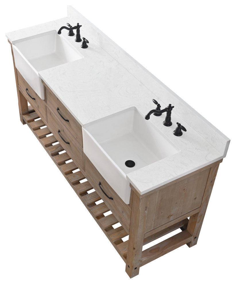 Wesley 72" Bathroom Vanity, Weathered Natural