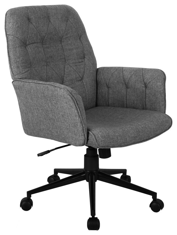 Techni Mobili Modern Upholstered Tufted Office Chair with Arms, Grey