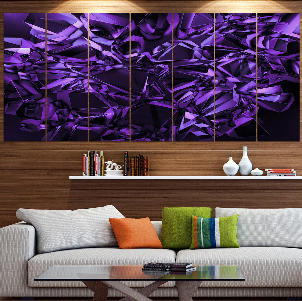 Purple Crystal Texture Design, Abstract Canvas Art Print, 83"x32", 7 Panels