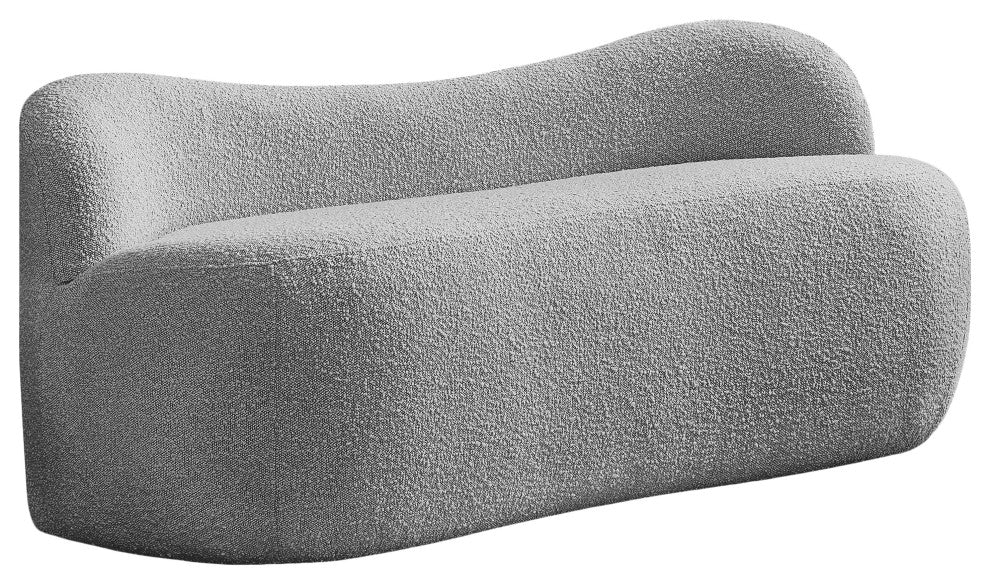 Flair Boucle Fabric Upholstered Bench, Grey