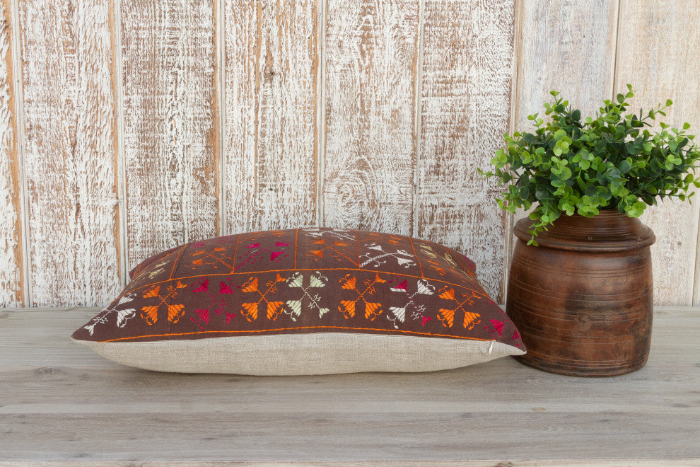 Kiara Antique Indian Folk Lumbar Pillow