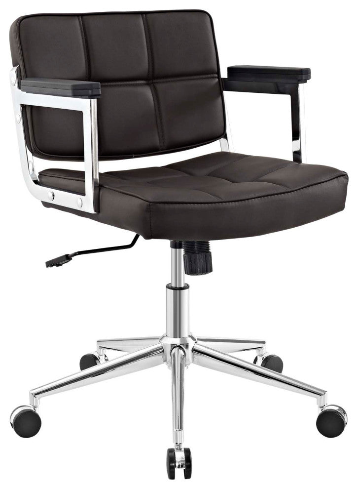 Portray Mid Back Upholstered Vinyl Office Chair EEI-2686-BRN