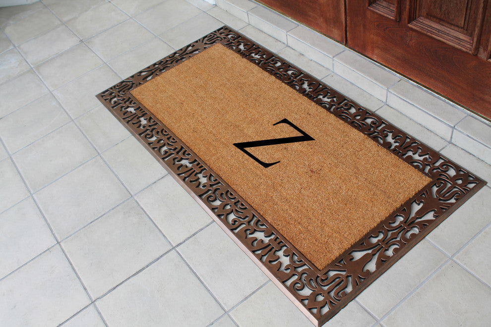 A1HC Rubber & Coir Paisley Large Outdoor Durable Monogrammed Doormat, 30" X 60",