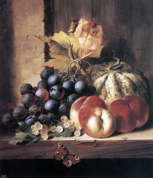 Edward Ladell Still Life of Fruit, 20"x25" Gallery Wrapped Canvas Print