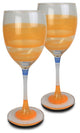 Retro Stripe Orange Wine Glasses, Set of 2