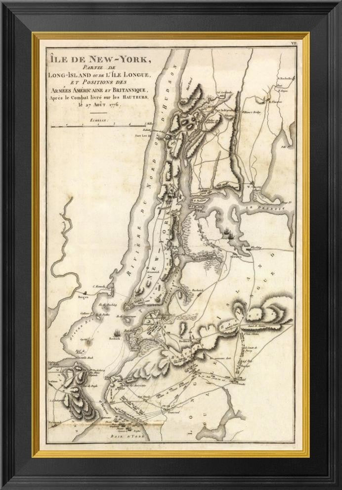 Ile De New York Et Positions Des Armees Americaine Et Britannique, 1776, 18"x26"